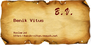 Benik Vitus névjegykártya